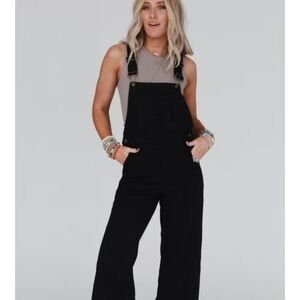 Stylish Black Flare Overalls